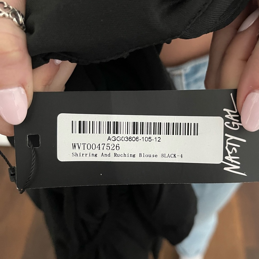 NWT Nasty Gal Black Square Neck Blouse - Picture 5 of 5